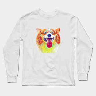 Rainbow color orange corgi dog Long Sleeve T-Shirt